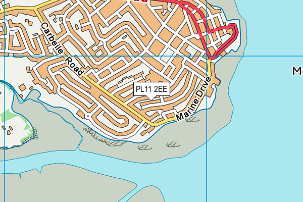 PL11 2EE map - OS VectorMap District (Ordnance Survey)