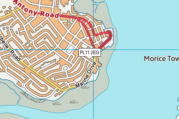 PL11 2EG map - OS VectorMap District (Ordnance Survey)