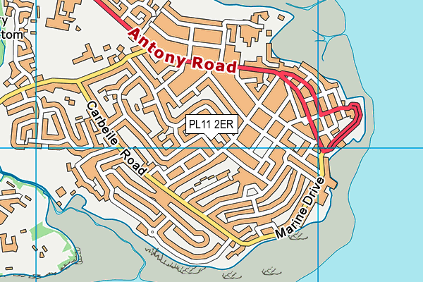 PL11 2ER map - OS VectorMap District (Ordnance Survey)
