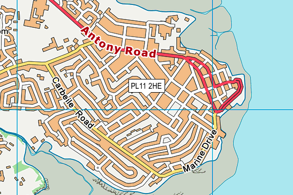 PL11 2HE map - OS VectorMap District (Ordnance Survey)