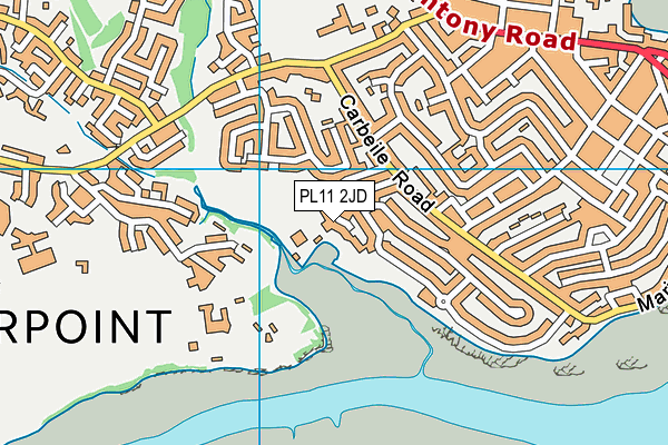 PL11 2JD map - OS VectorMap District (Ordnance Survey)