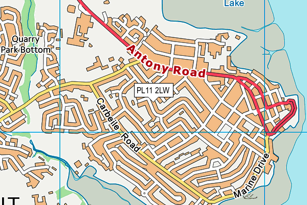 PL11 2LW map - OS VectorMap District (Ordnance Survey)