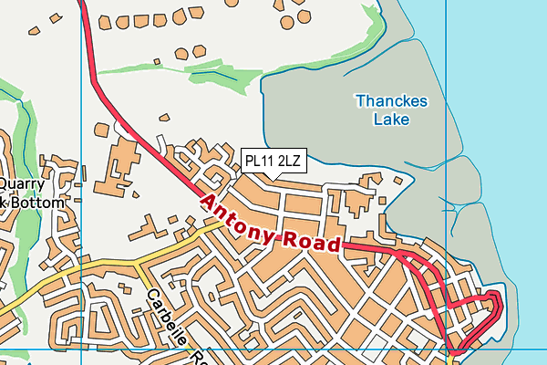 PL11 2LZ map - OS VectorMap District (Ordnance Survey)