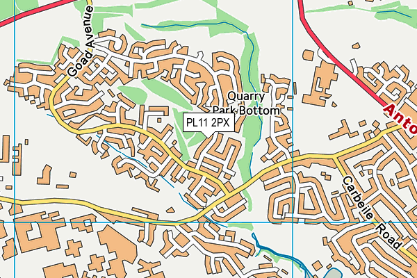 PL11 2PX map - OS VectorMap District (Ordnance Survey)