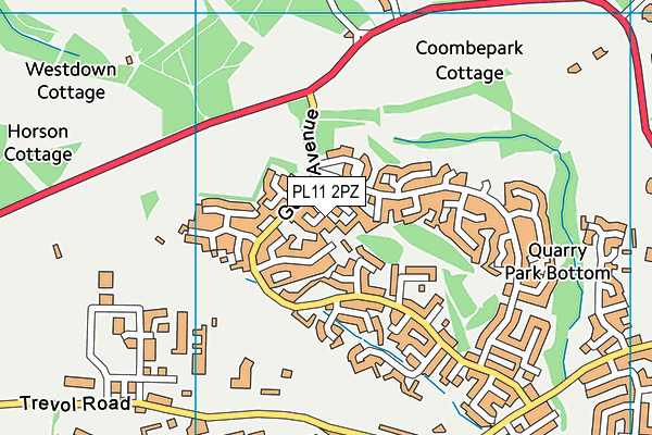 PL11 2PZ map - OS VectorMap District (Ordnance Survey)