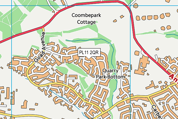 PL11 2QR map - OS VectorMap District (Ordnance Survey)