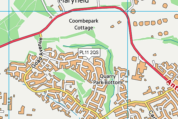 PL11 2QS map - OS VectorMap District (Ordnance Survey)