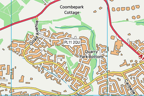 PL11 2QU map - OS VectorMap District (Ordnance Survey)