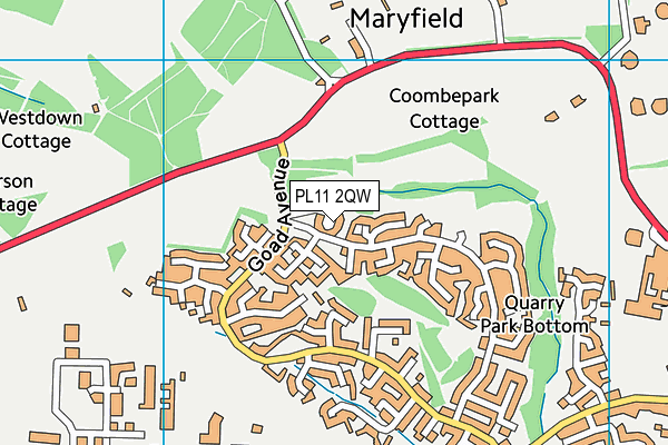 PL11 2QW map - OS VectorMap District (Ordnance Survey)