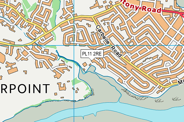 PL11 2RE map - OS VectorMap District (Ordnance Survey)