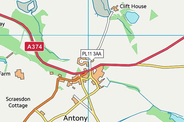 PL11 3AA map - OS VectorMap District (Ordnance Survey)