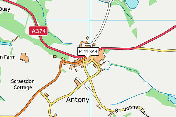 PL11 3AB map - OS VectorMap District (Ordnance Survey)