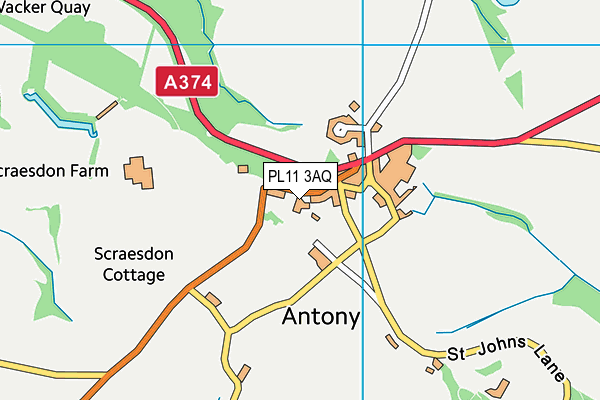 PL11 3AQ map - OS VectorMap District (Ordnance Survey)