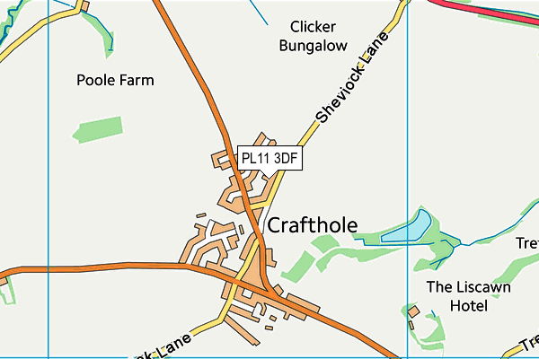 PL11 3DF map - OS VectorMap District (Ordnance Survey)