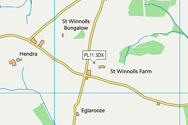 PL11 3DX map - OS VectorMap District (Ordnance Survey)