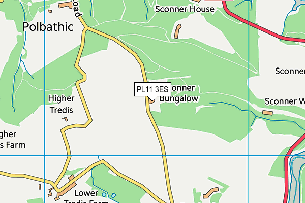 PL11 3ES map - OS VectorMap District (Ordnance Survey)