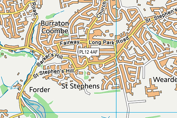 PL12 4AF map - OS VectorMap District (Ordnance Survey)