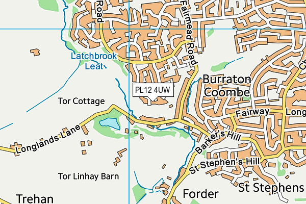 PL12 4UW map - OS VectorMap District (Ordnance Survey)