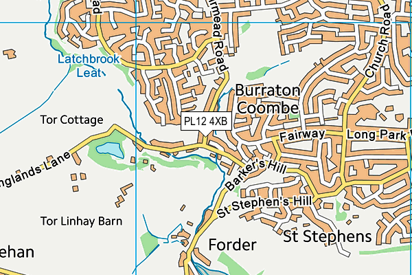 PL12 4XB map - OS VectorMap District (Ordnance Survey)