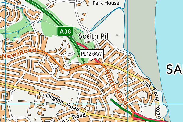 PL12 6AW map - OS VectorMap District (Ordnance Survey)