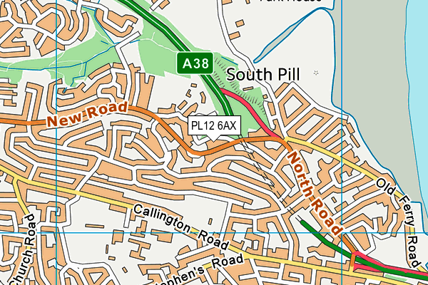 PL12 6AX map - OS VectorMap District (Ordnance Survey)