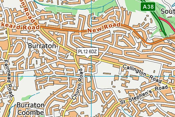 PL12 6DZ map - OS VectorMap District (Ordnance Survey)