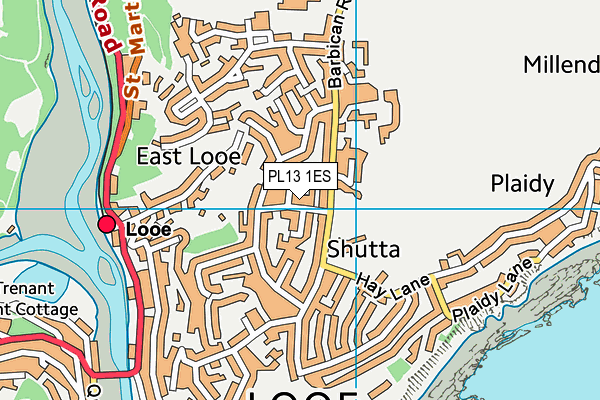 PL13 1ES map - OS VectorMap District (Ordnance Survey)