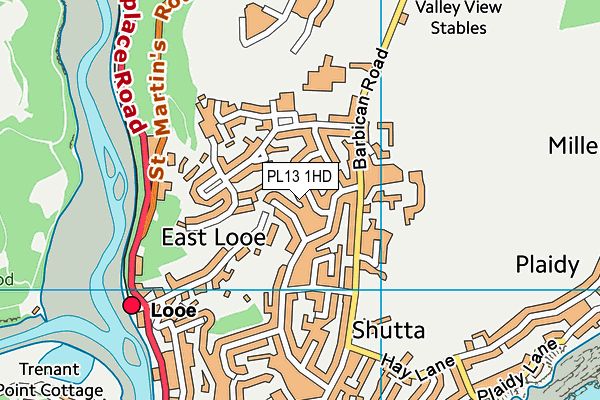 PL13 1HD map - OS VectorMap District (Ordnance Survey)