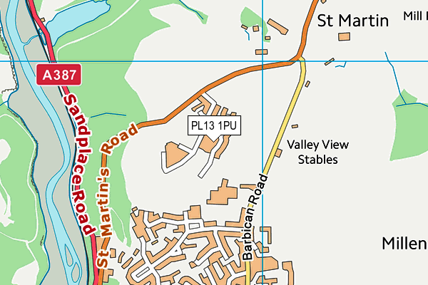 PL13 1PU map - OS VectorMap District (Ordnance Survey)