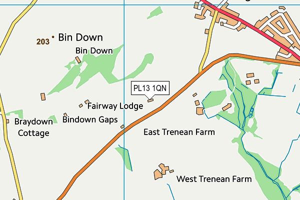 PL13 1QN map - OS VectorMap District (Ordnance Survey)