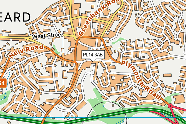 PL14 3AB map - OS VectorMap District (Ordnance Survey)