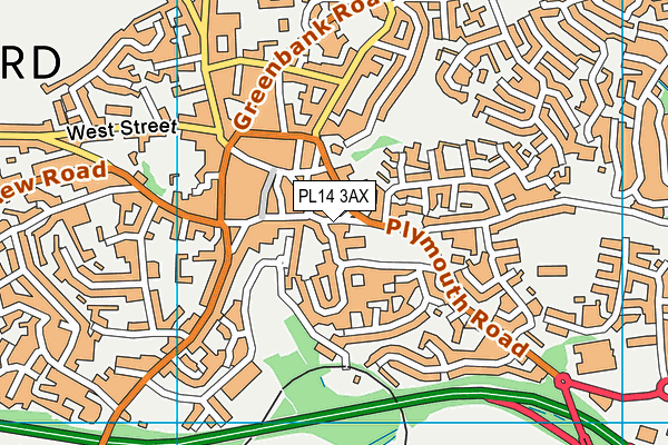 PL14 3AX map - OS VectorMap District (Ordnance Survey)