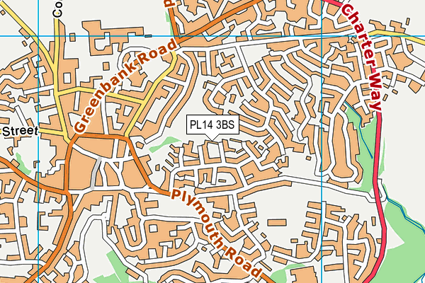 PL14 3BS map - OS VectorMap District (Ordnance Survey)