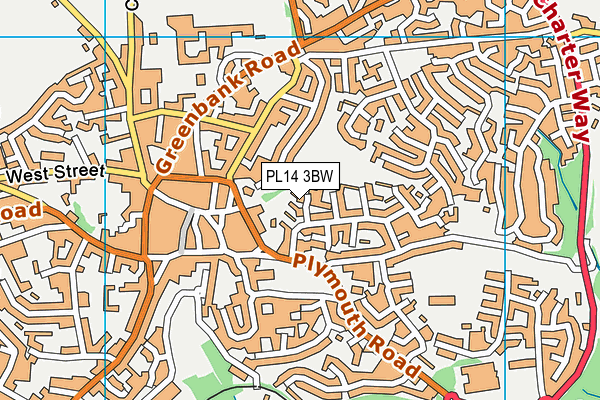 PL14 3BW map - OS VectorMap District (Ordnance Survey)