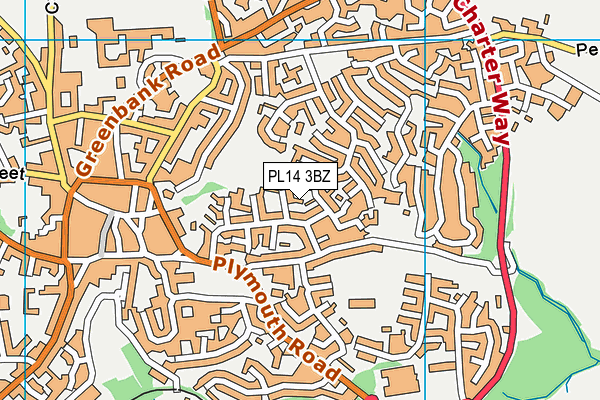 PL14 3BZ map - OS VectorMap District (Ordnance Survey)