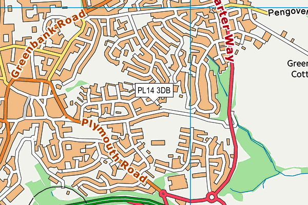 PL14 3DB map - OS VectorMap District (Ordnance Survey)