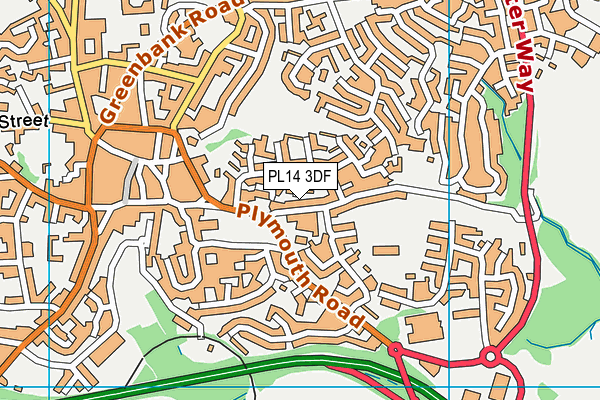 PL14 3DF map - OS VectorMap District (Ordnance Survey)