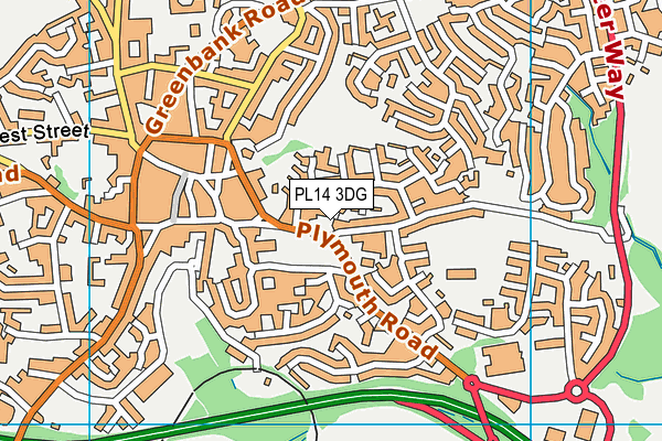 PL14 3DG map - OS VectorMap District (Ordnance Survey)