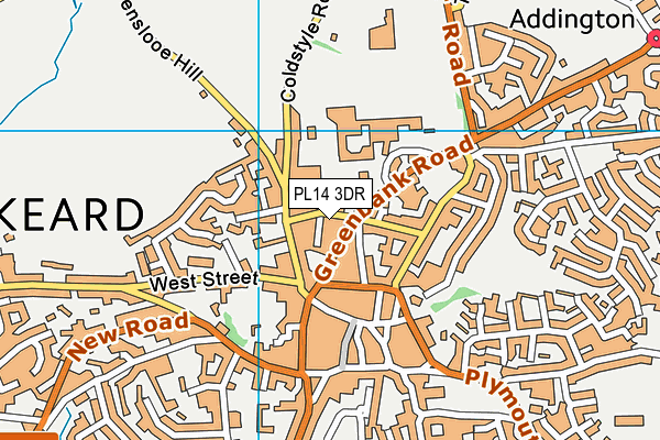 PL14 3DR map - OS VectorMap District (Ordnance Survey)