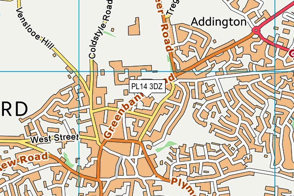 PL14 3DZ map - OS VectorMap District (Ordnance Survey)