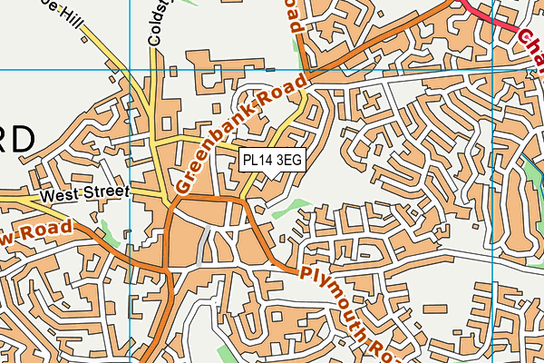 PL14 3EG map - OS VectorMap District (Ordnance Survey)