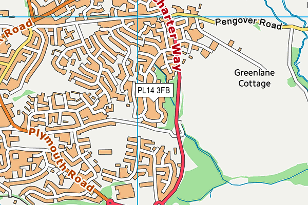 PL14 3FB map - OS VectorMap District (Ordnance Survey)