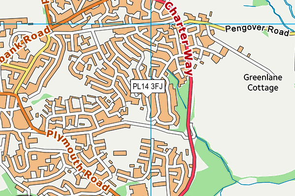 PL14 3FJ map - OS VectorMap District (Ordnance Survey)