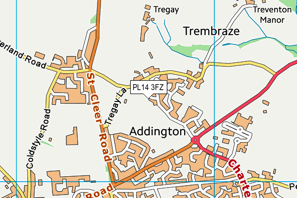 PL14 3FZ map - OS VectorMap District (Ordnance Survey)