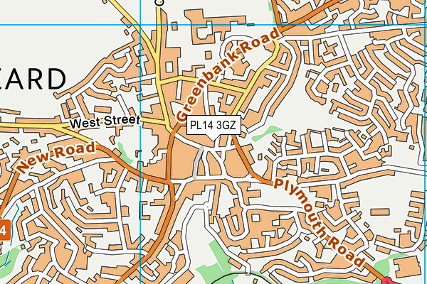 PL14 3GZ map - OS VectorMap District (Ordnance Survey)