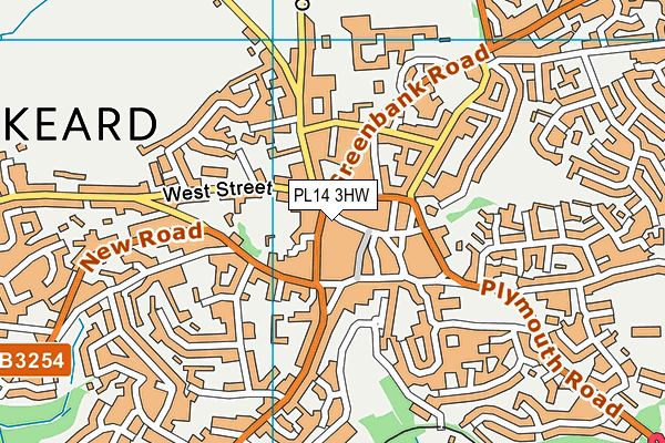 PL14 3HW map - OS VectorMap District (Ordnance Survey)