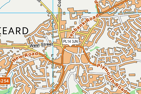 PL14 3JN map - OS VectorMap District (Ordnance Survey)