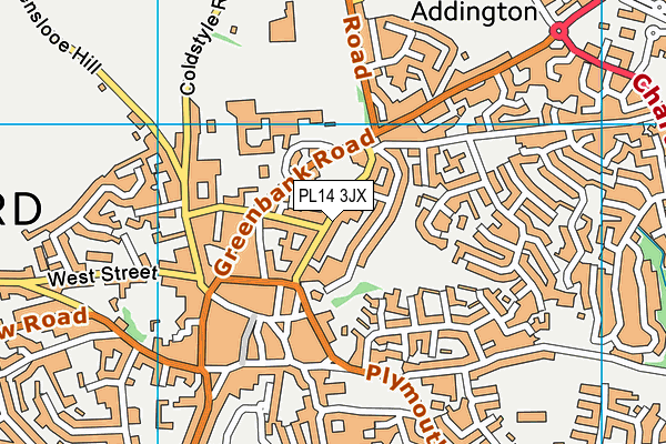 PL14 3JX map - OS VectorMap District (Ordnance Survey)