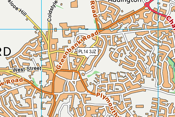 PL14 3JZ map - OS VectorMap District (Ordnance Survey)