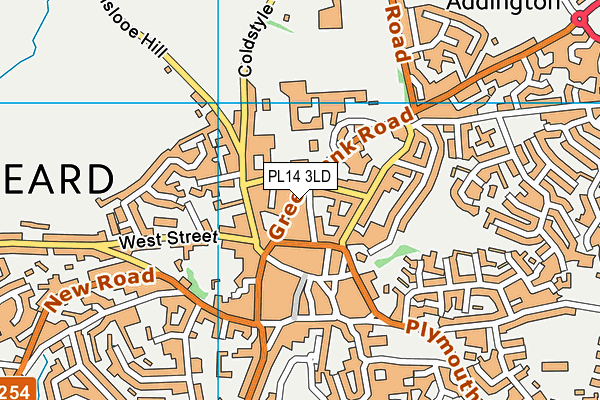 PL14 3LD map - OS VectorMap District (Ordnance Survey)